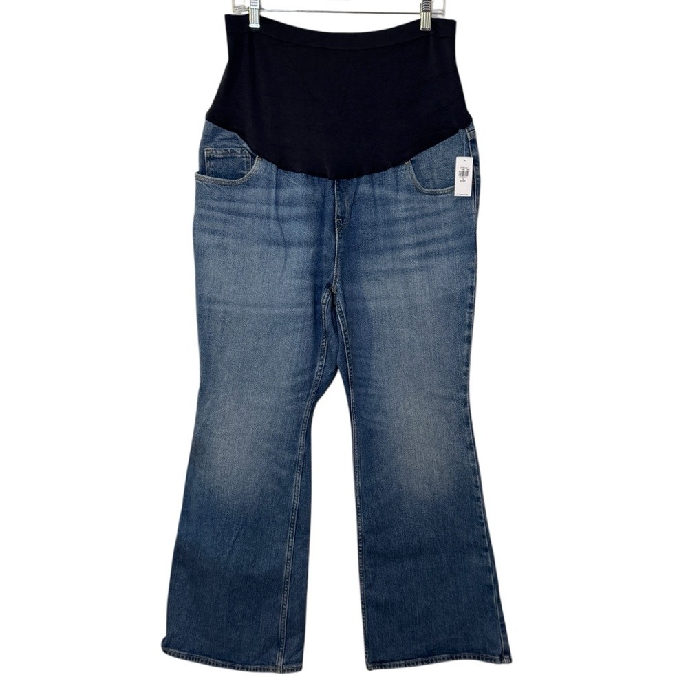 Maternity Flared Jeans with Black Stretch Waistband - Blue